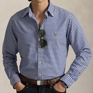 Ralph Lauren Classic Fit Gingham Oxford Long Sleeve Shirt S Royal Blue